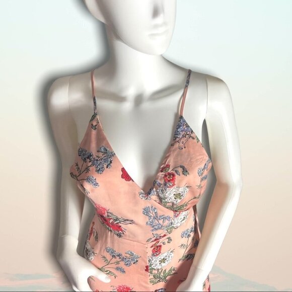 𝅺ASOS NWT Floral Strappy Jumpsuit Pink Size 4 - Picture 2 of 14